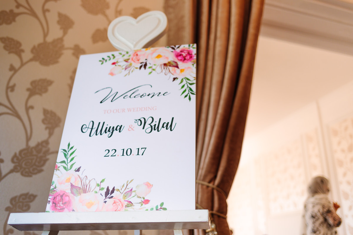 Wedding Stationery Floral Theme Welcome Board at Asian Wedding