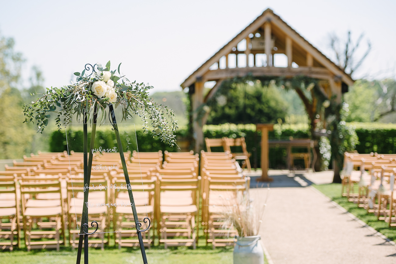 Russets Country House sunny outdoor ceremony setup