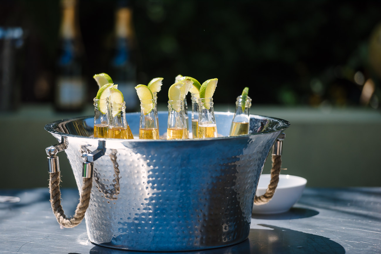 Beers with lime slices in a ice bucket at Russets Country House