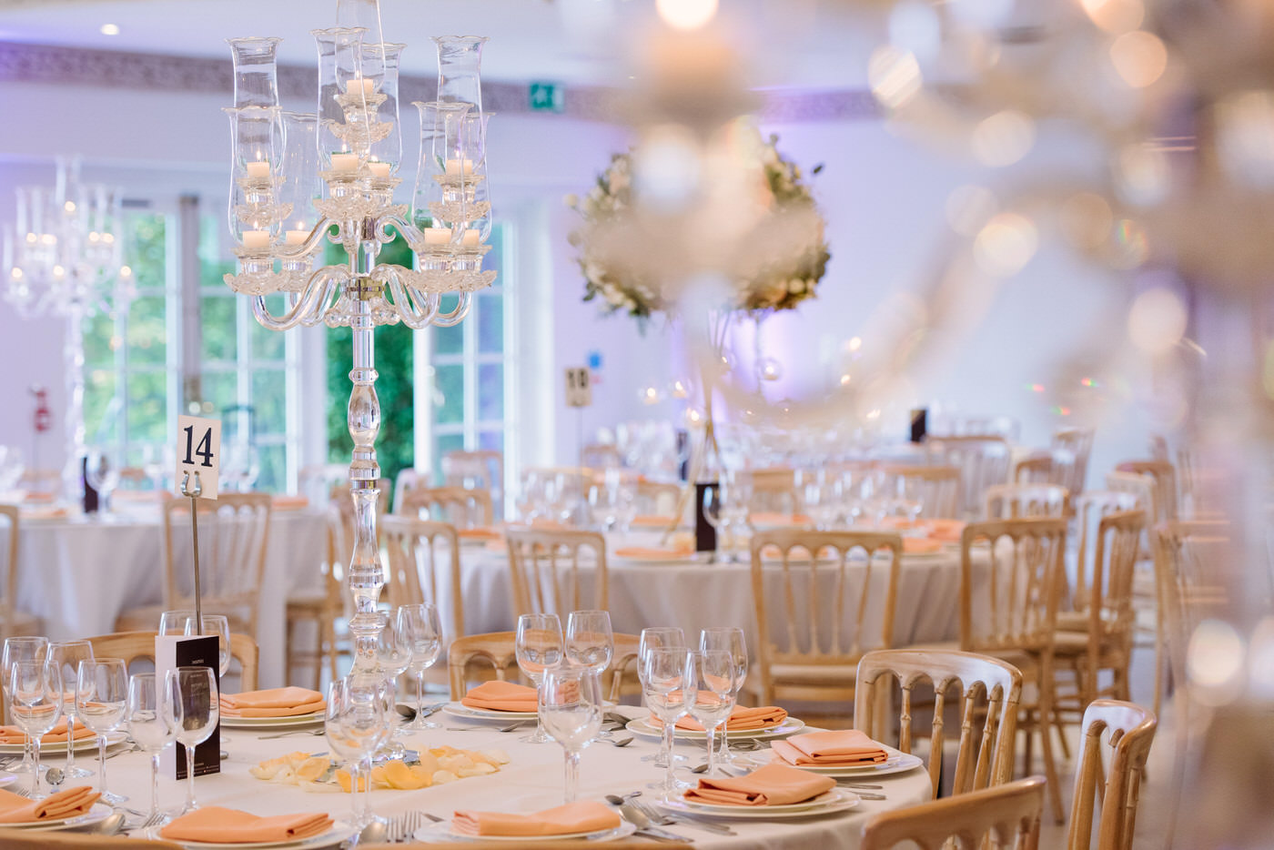 Tables setup in main room at Froyle Park