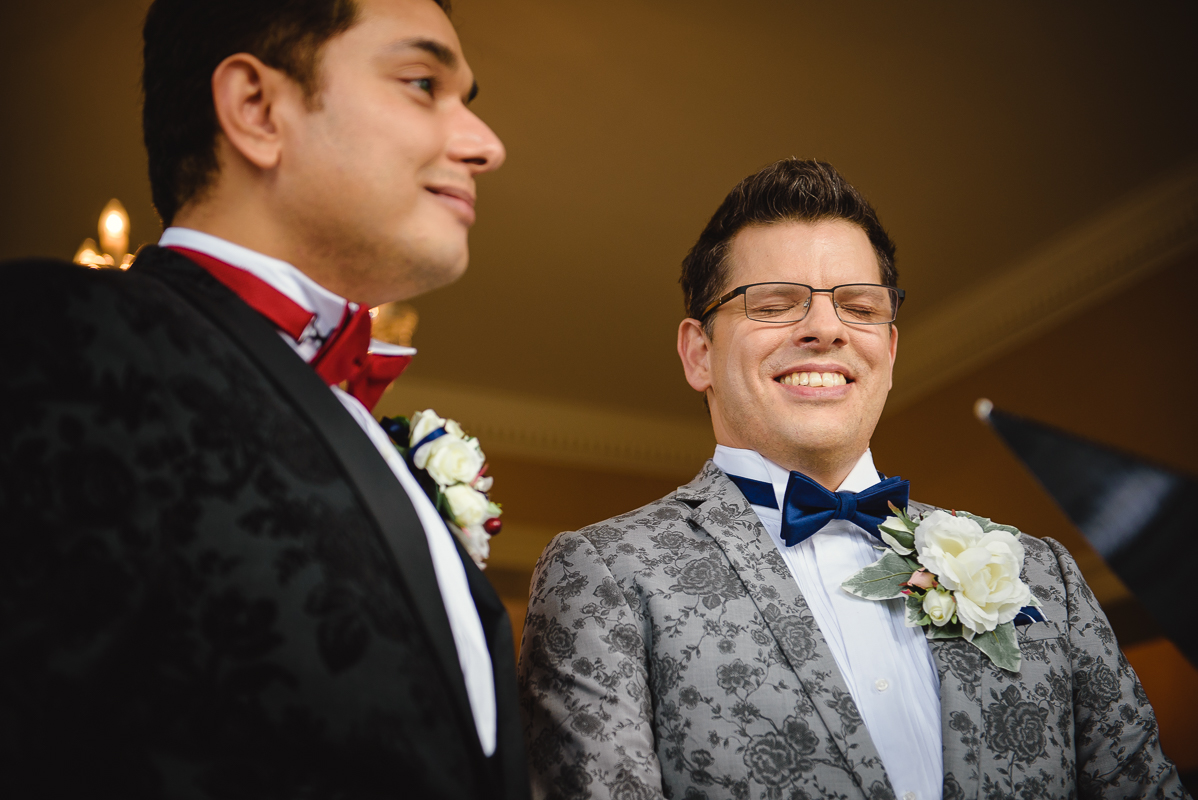 Gay wedding Photographer London at Petersham Hotel