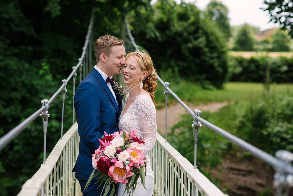 Wedding Couple on Canford Parish Church bridge