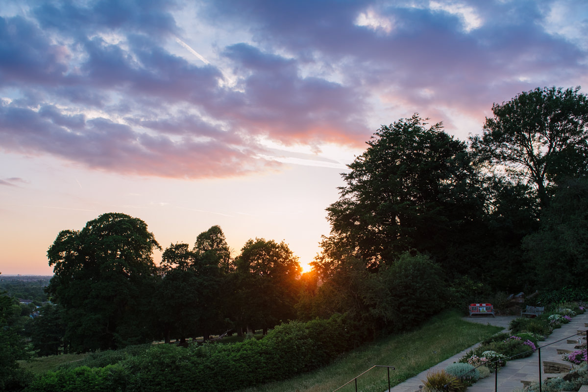 Richmond Wedding Photographer sunset view over Richmond Park 