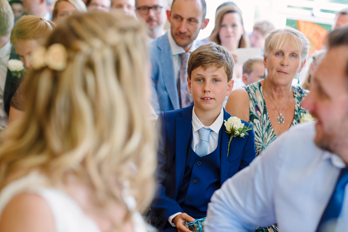 Bride and son at ceremony at Russel Suite