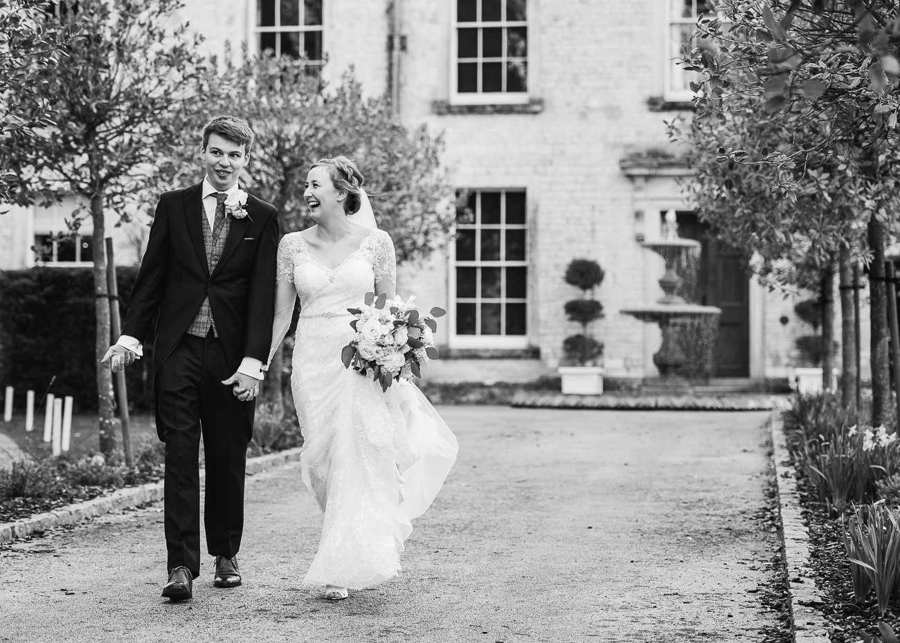 Black and White wedding photography Bride and Groom casual portrait