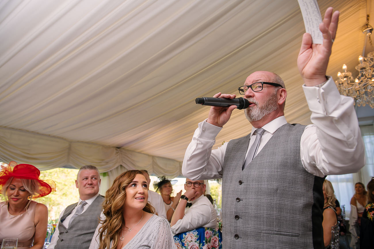 Father of the bride reading his speech at Russets Country House