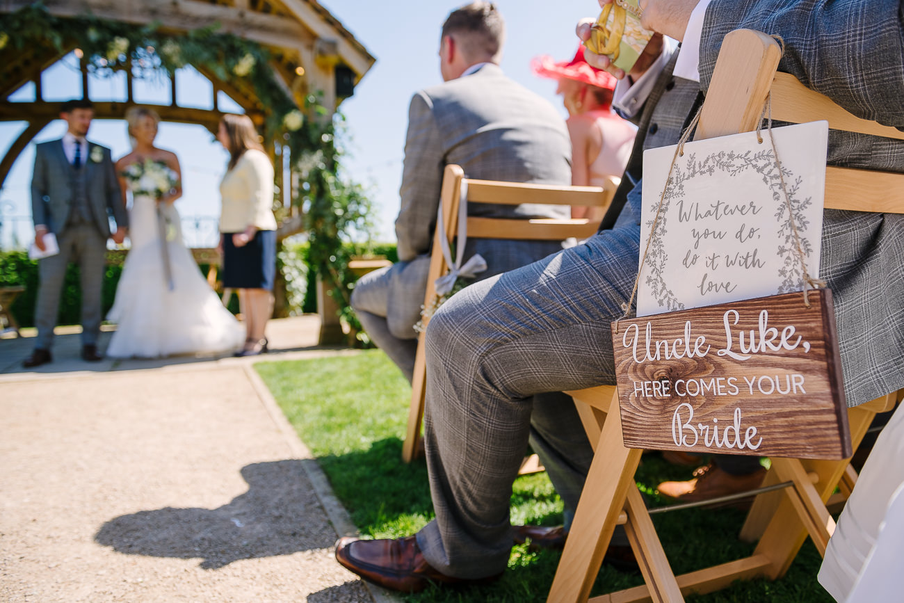 "Uncle Luke, here comes your bride" message on board 