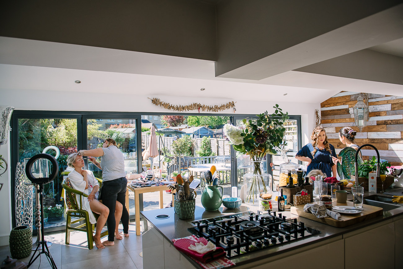 Bridal preps at parents home Surrey 