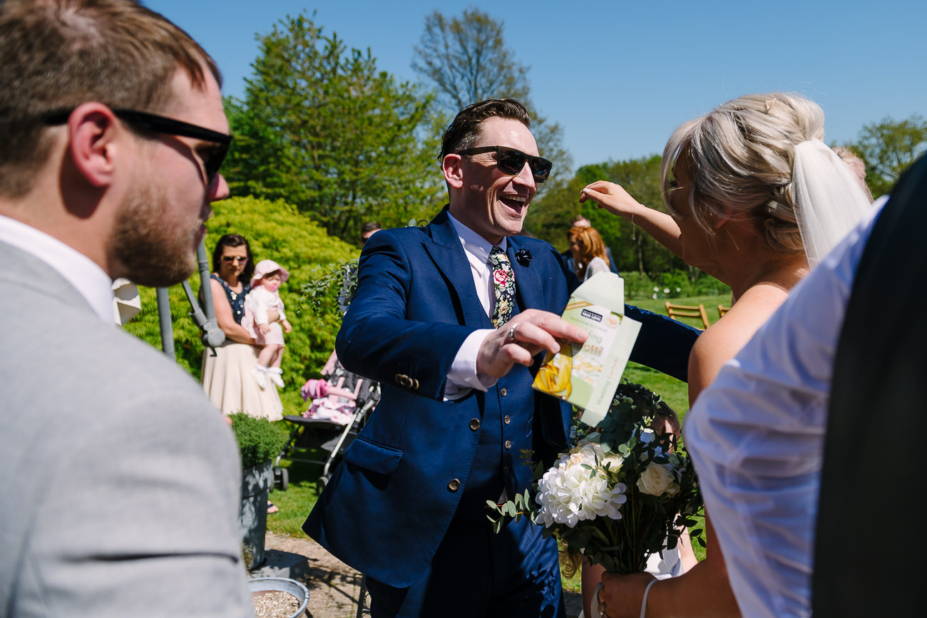 Guest congratulating bride at Russets Country House 