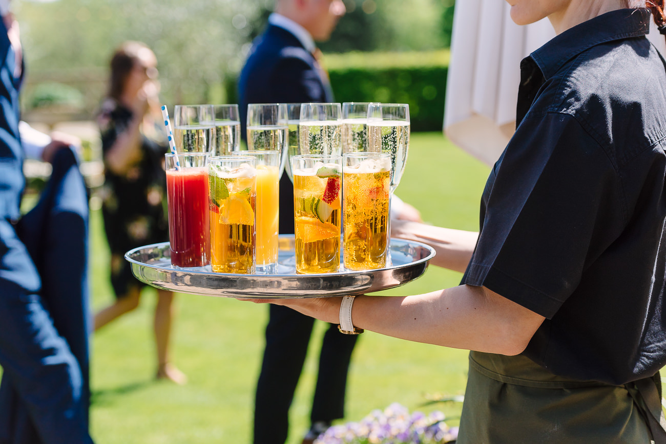 Drinks for wedding guests at Russets 
