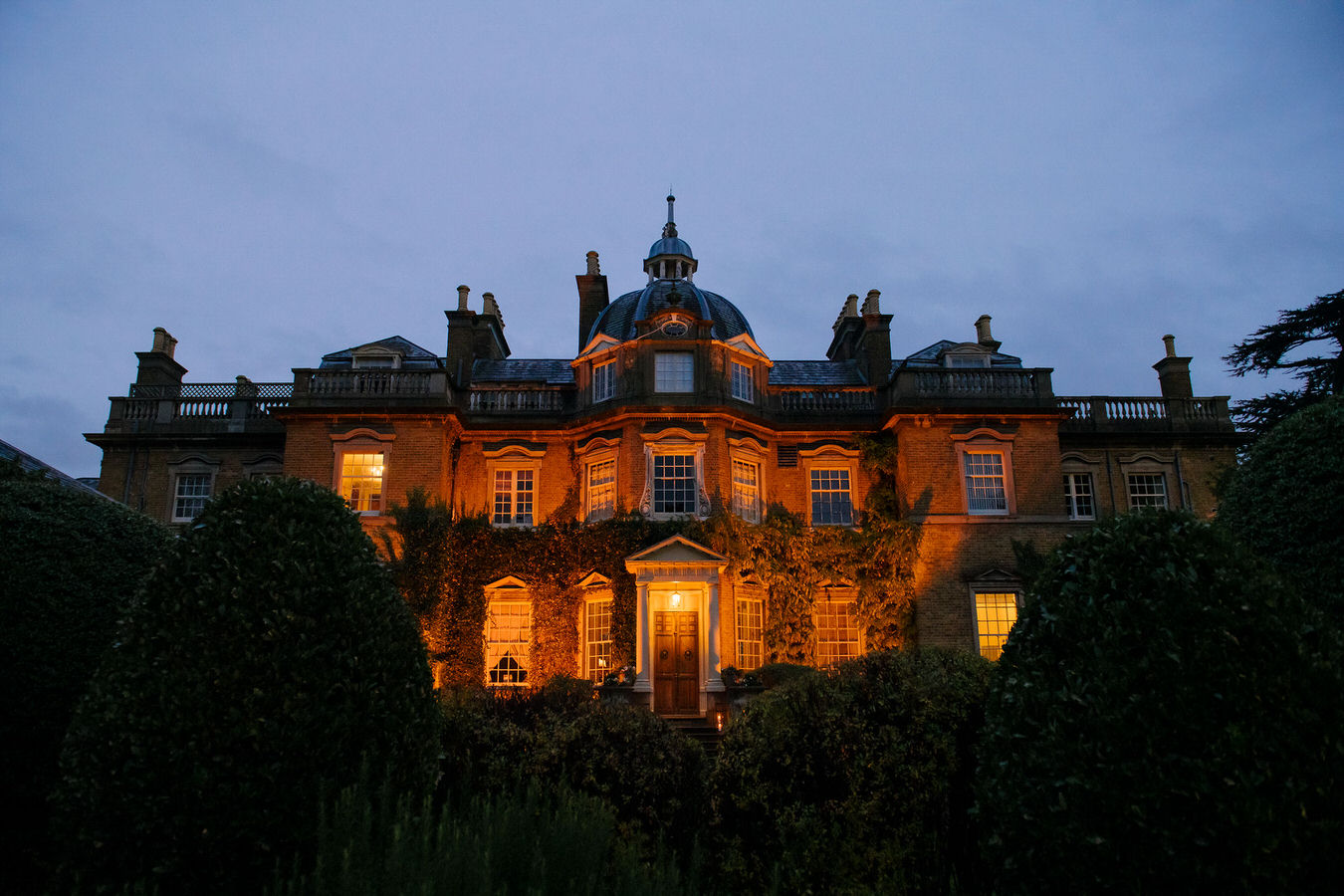 Hampton Court House wedding view by night.