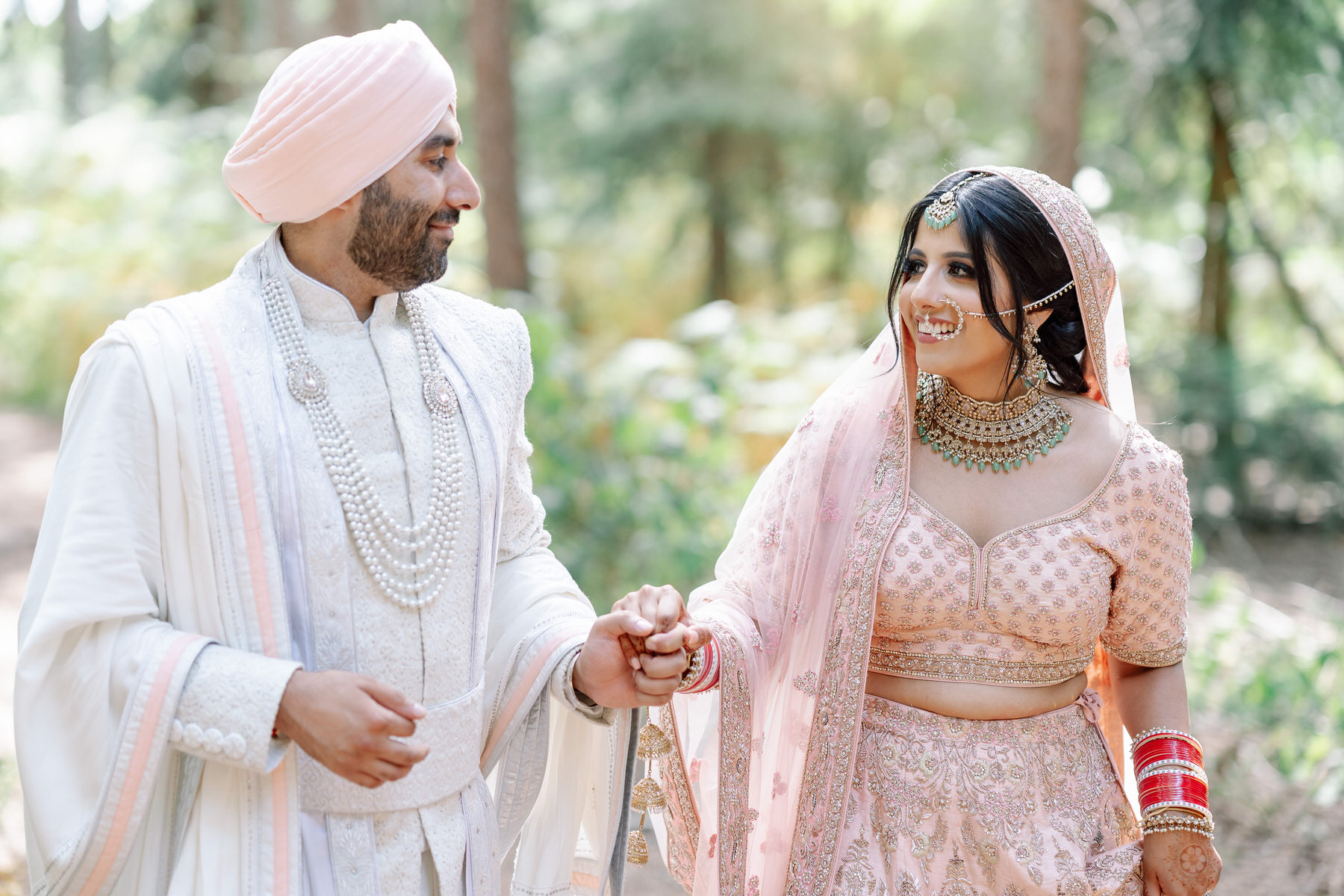 Sikh Asian Wedding Photographer London during the couple shoot in Black Park